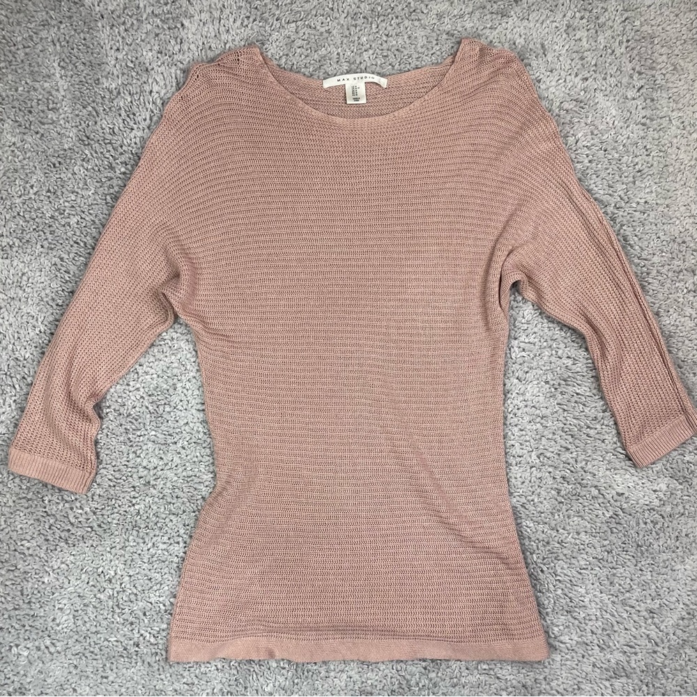 Max Studio Top Womens Medium Crochet Knit Layering Lightweight Breathable Chic